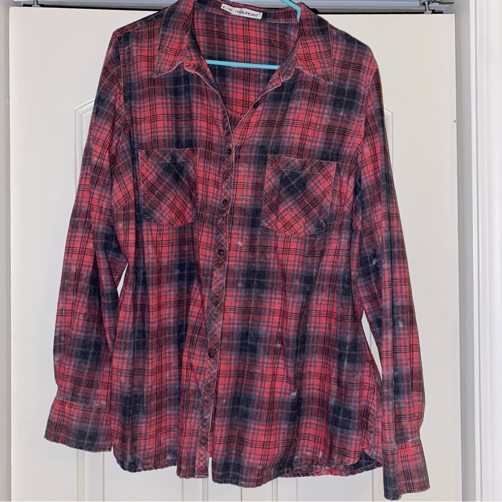 Womens Maurice’s Distressed Plaid Flannel